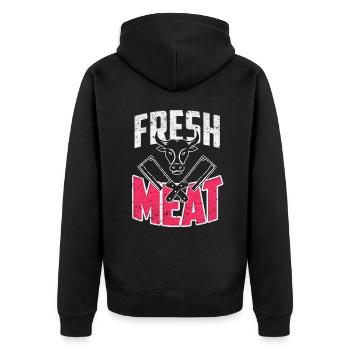 Schlachter Metzger Beruf Geschenk - Unisex Premium Bio Zip Hoodie - Schwarz - Hinten - Nico (187cm)