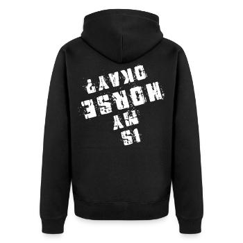 Horsepire Est-ce que mon cheval va bien? - Veste à capuche bio Premium Unisexe - noir - Dos - Nico (187cm)
