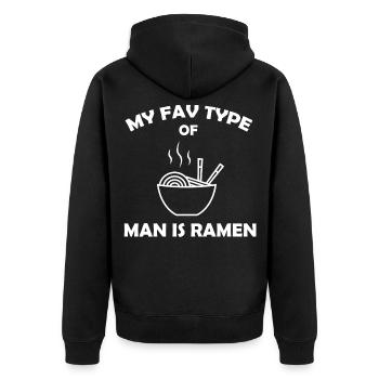 Ramen Noodles Favorite Man - Unisex Premium Organic Zip Hoodie - black - Back - Nico (187cm)