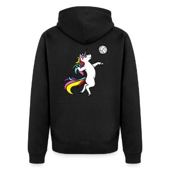 Volleyball unicorn Volleyball player Volleyballer - Unisex Premium Organic Zip Hoodie - black - Back - Nico (187cm)