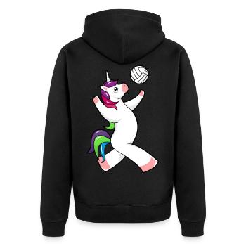 Volleyball unicorn Volleyball player Volleyballer - Unisex Premium Organic Zip Hoodie - black - Back - Nico (187cm)