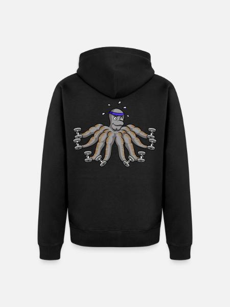 Octopus bodybuilding bodybuilder octopus - Unisex Premium Organic Zip Hoodie - black