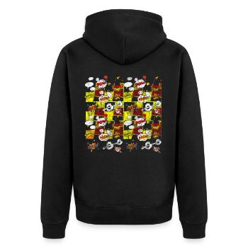 COMIC POW - Unisex Premium Bio Zip Hoodie - Schwarz - Hinten - Nico (187cm)