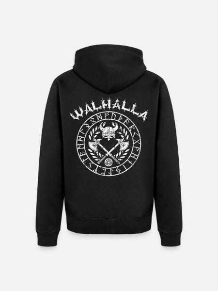 Wikinger Walhalla im Runenkreis - Unisex Premium Bio Zip Hoodie - Schwarz
