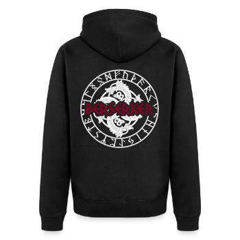Wikinger Berserker mit Runenkreis und Drachen - Unisex Premium Bio Zip Hoodie - Schwarz - Hinten - Nico (187cm)