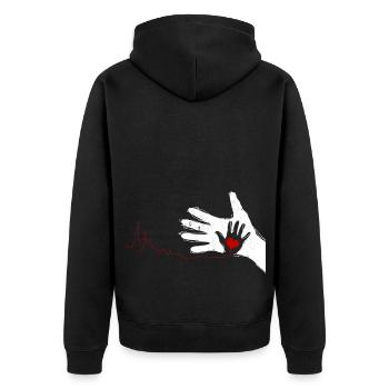 Le père et l’enfant mains coeur cadeau - Veste à capuche bio Premium Unisexe - noir - Dos - Nico (187cm)