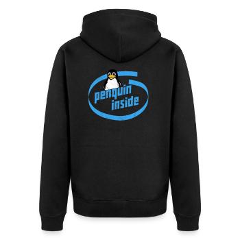 Penguin Inside Informatik lustig Spruch - Unisex Premium Bio Zip Hoodie - Schwarz - Hinten - Nico (187cm)