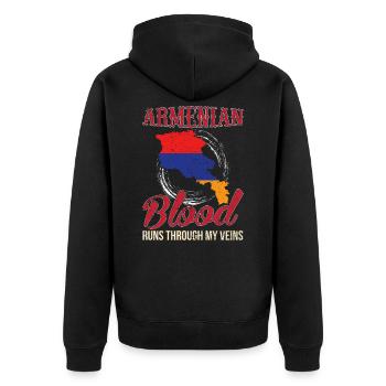 Armenien - Unisex Premium Bio Zip Hoodie - Schwarz - Hinten - Nico (187cm)