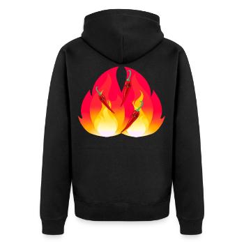 Feuriger Chilli schaft Gewürze Speise gesund - Unisex Premium Bio Zip Hoodie - Schwarz - Hinten - Nico (187cm)