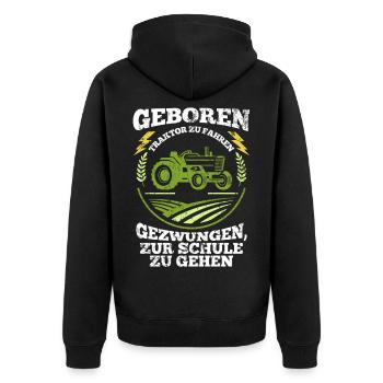 Traktor Fahrzeug - Unisex Premium Bio Zip Hoodie - Schwarz - Hinten - Nico (187cm)
