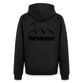 Thermal capacitor - Unisex Premium Organic Zip Hoodie - black - Back - Nico (187cm)