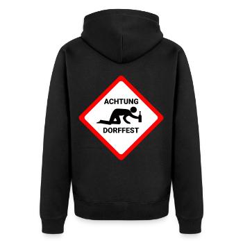 Attention fête du village attention drôle warnschild fête - Veste à capuche bio Premium Unisexe - noir - Dos - Nico (187cm)