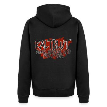 Kaltblut 150% Pferd | Reiter Stall Geschenk - Unisex Premium Bio Zip Hoodie - Schwarz - Hinten - Nico (187cm)