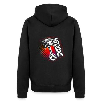 Automechaniker Kolben Skizze Jobgeschenk - Unisex Premium Bio Zip Hoodie - Schwarz - Hinten - Nico (187cm)
