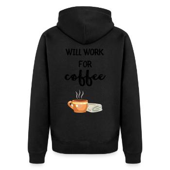 I work for coffee coffee mug gift - Unisex Premium Organic Zip Hoodie - black - Back - Nico (187cm)