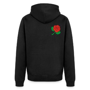 rose - Unisex Premium Organic Zip Hoodie - black - Back - Nico (187cm)