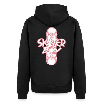Skate Champion trendy und lustiges Jungs T-Shirt - Unisex Premium Bio Zip Hoodie - Schwarz - Hinten - Nico (187cm)