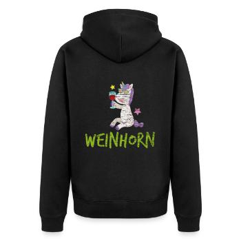 Wein Junggesellinenabschied JGA - Unisex Premium Bio Zip Hoodie - Schwarz - Hinten - Nico (187cm)