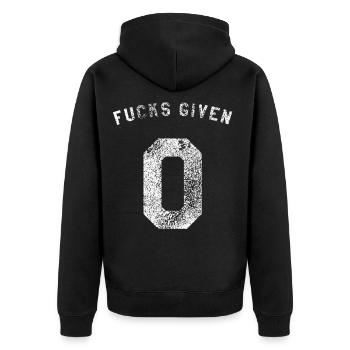Zero Fucks Given IDC IDC IDGAF I dont Give A Fuck - Unisex Premium Organic Zip Hoodie - black - Back - Nico (187cm)