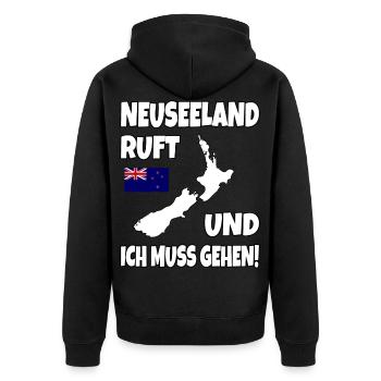 Neuseeland Ruft Und Ich Muss Gehen Backpacker - Unisex Premium Bio Zip Hoodie - Schwarz - Hinten - Nico (187cm)
