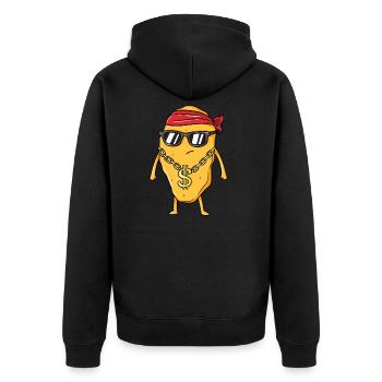 Chicken Nugget Nug Nuggs Fast Food Gangster Life - Unisex Premium Bio Zip Hoodie - Schwarz - Hinten - Nico (187cm)