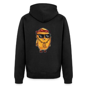 Chicken Nugget Nug Nuggs Fast Food Gangster Life - Unisex Premium Bio Zip Hoodie - Schwarz - Hinten - Nico (187cm)