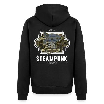 Steampunk Zepellin - Unisex Premium Organic Zip Hoodie - black - Back - Nico (187cm)