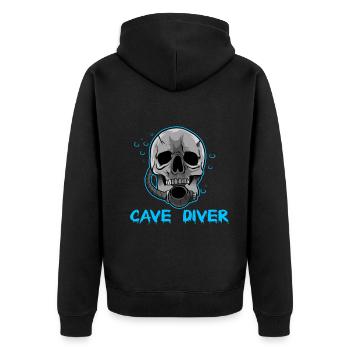 Cave Diving Hobby Sport Leisure Gift - Unisex Premium Organic Zip Hoodie - black - Back - Nico (187cm)