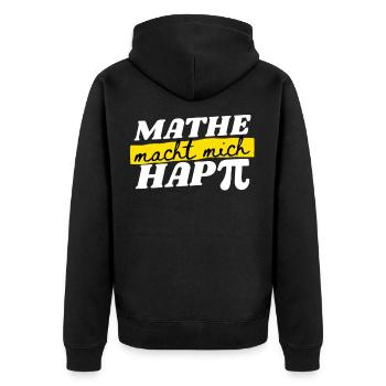 Mathe Macht Mich Happy - Mathe Spruch Geschenk - Unisex Premium Bio Zip Hoodie - Schwarz - Hinten - Nico (187cm)
