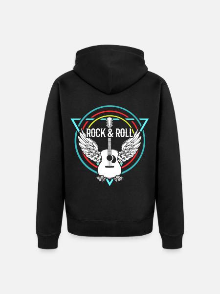 Rock n Roll Rock Roll Rock n Roll guitar guitarist - Unisex Premium Organic Zip Hoodie - black