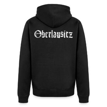Oberlausitz Lausitz - Unisex Premium Bio Zip Hoodie - Schwarz - Hinten - Nico (187cm)