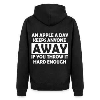 Lustige Sprüche Apfel Sarkasmus Geschenk - Unisex Premium Bio Zip Hoodie - Schwarz - Hinten - Nico (187cm)