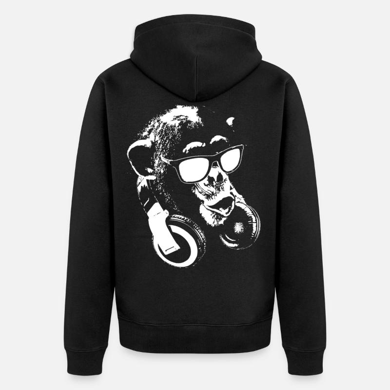 Singe DJ White - Veste à capuche bio Premium Unisexe - noir