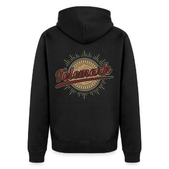 Telemark Ski Heel Free Retro - Unisex Premium Organic Zip Hoodie - black - Back - Nico (187cm)