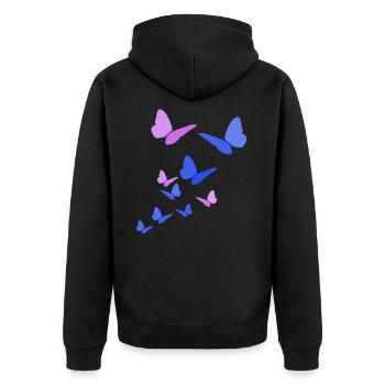 Schmetterlinge Schmetterling Geschenk lila blau - Unisex Premium Bio Zip Hoodie - Schwarz - Hinten - Nico (187cm)