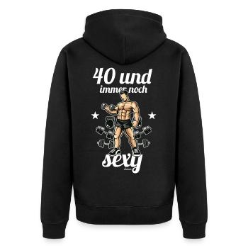 40. Geburtstag Kraftsportler Lustiger Spruch - Unisex Premium Bio Zip Hoodie - Schwarz - Hinten - Nico (187cm)