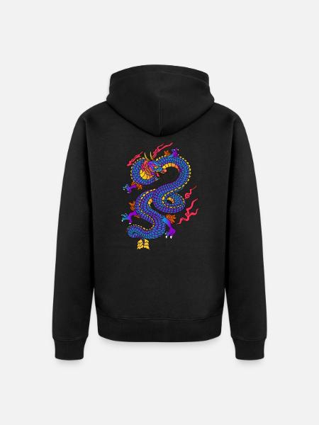 Drache - Unisex Premium Bio Zip Hoodie - Schwarz