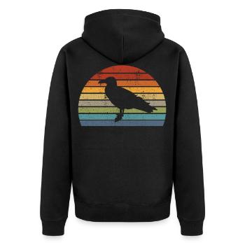 Möwe Vogel Seeschwalbe Meer Süße Vintage Retro - Unisex Premium Bio Zip Hoodie - Schwarz - Hinten - Nico (187cm)