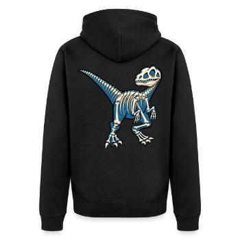 Urzeit Dino Velociraptor Skelett Knochen Raptor - Unisex Premium Bio Zip Hoodie - Schwarz - Hinten - Nico (187cm)