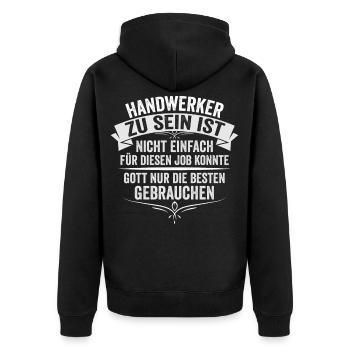 Handwerker Gott - Unisex Premium Bio Zip Hoodie - Schwarz - Hinten - Nico (187cm)