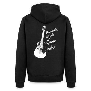 Mir reichts, ich gehe Gitarre spielen! - Unisex Premium Bio Zip Hoodie - Schwarz - Hinten - Nico (187cm)