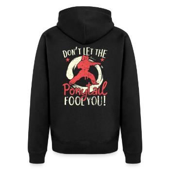 Karate - Unisex Premium Organic Zip Hoodie - black - Back - Nico (187cm)