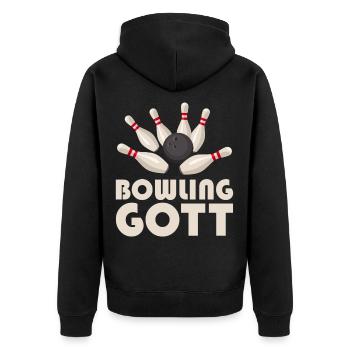Bowling Gott I Bowlingkugel I Bowling T-Shirt - Unisex Premium Bio Zip Hoodie - Schwarz - Hinten - Nico (187cm)