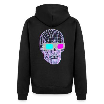 3D Schädel Mit 3D Brille - Unisex Premium Bio Zip Hoodie - Schwarz - Hinten - Nico (187cm)