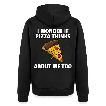 Pizza Pizzer Pizzeria Italien Salami Käse Geschenk - Unisex Premium Bio Zip Hoodie - Schwarz - Hinten - Nico (187cm)