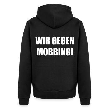 Wir gegen Mobbing - Unisex Premium Bio Zip Hoodie - Schwarz - Hinten - Nico (187cm)