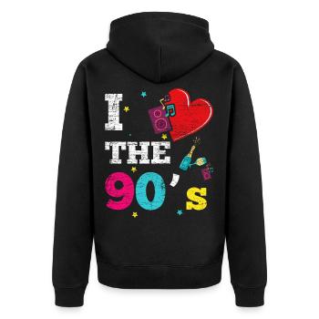 J'aime les années 90 - Veste à capuche bio Premium Unisexe - noir - Dos - Nico (187cm)
