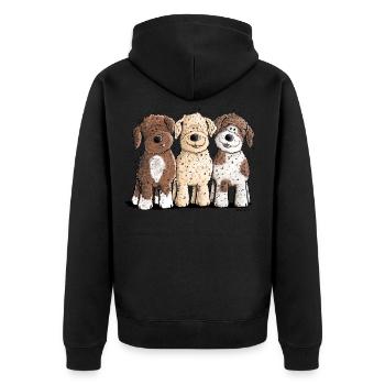 Lagotto Romagnolo Trio I chien de dessin animé chien - Veste à capuche bio Premium Unisexe - noir - Dos - Nico (187cm)