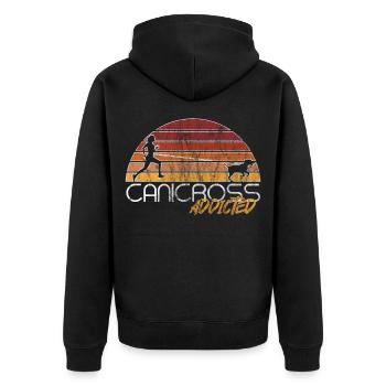 Canicross | Hundesport Fitness Joggen Geschenk - Unisex Premium Bio Zip Hoodie - Schwarz - Hinten - Nico (187cm)
