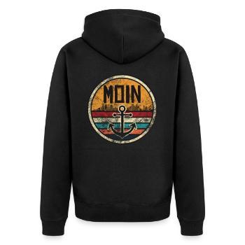 Moin Anker love Bremen Hamburg - Unisex Premium Organic Zip Hoodie - black - Back - Nico (187cm)
